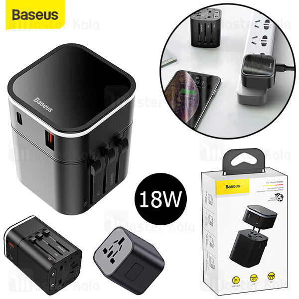 آداپتور دو پورت و مبدل برق چندکاره بیسوس Baseus Removable 2 in 1 Universal Adapter PPS TZPPS-01