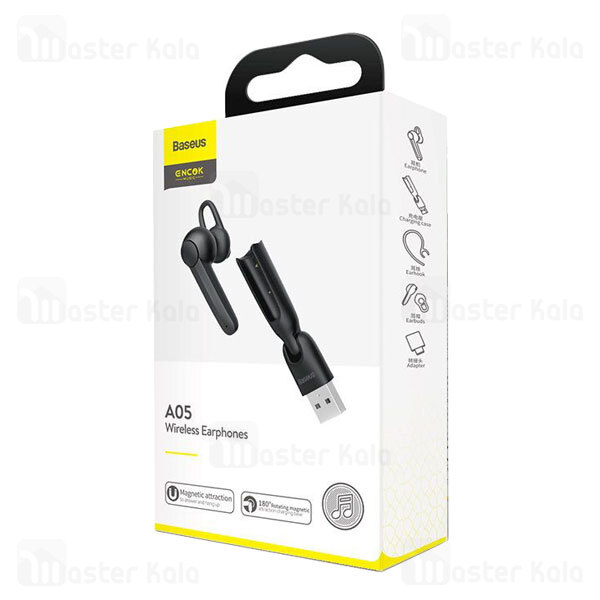 هندزفری بلوتوث تک گوش بیسوس Baseus A05 Encok Vehicle-mounted Wireless Earphones NGA05-01 با داک شارژ