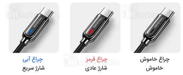 کابل Type C مک دودو Mcdodo CA-6190 Auto Power OFF 3A 1M به طول 1 متر و 3 آمپر و دارای قطع کن خودکار