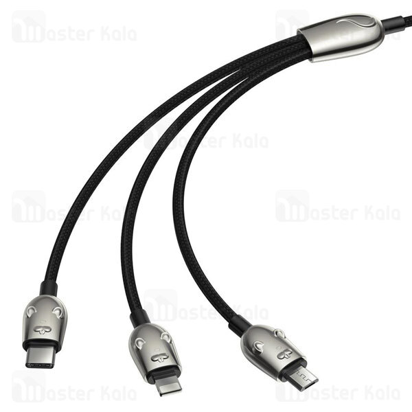 کابل سه کاره Baseus CAMLT-MU01 3-in-1 USB Cable of Three Mouse 3.5A 1.2m