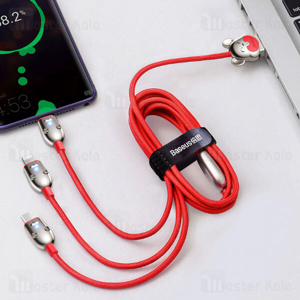 کابل سه کاره Baseus CAMLT-MU01 3-in-1 USB Cable of Three Mouse 3.5A 1.2m