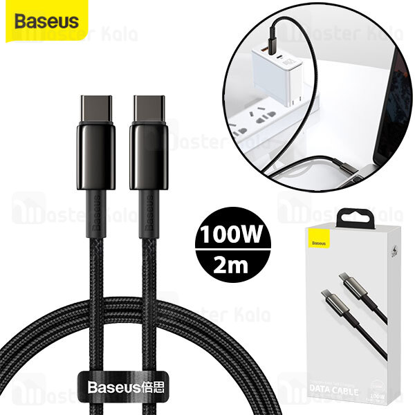 کابل تایپ سی به تایپ سی Baseus Tungsten Gold CATWJ-A01 Type C To Type C 2m 100W Cable