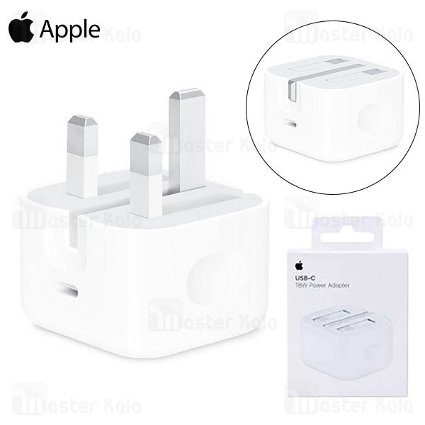 آداپتور شارژر اصلی اپل Apple A1696 MU7W2ZP/A 18W Type C دارای پورت تایپ سی
