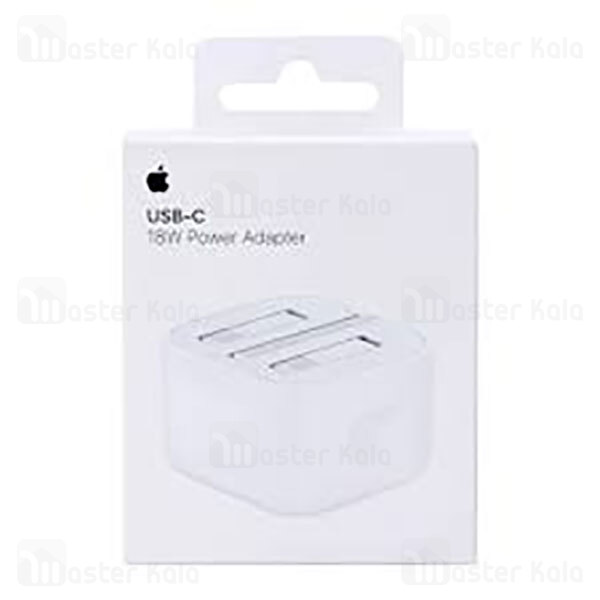 آداپتور شارژر اصلی اپل Apple A1696 MU7W2ZP/A 18W Type C دارای پورت تایپ سی