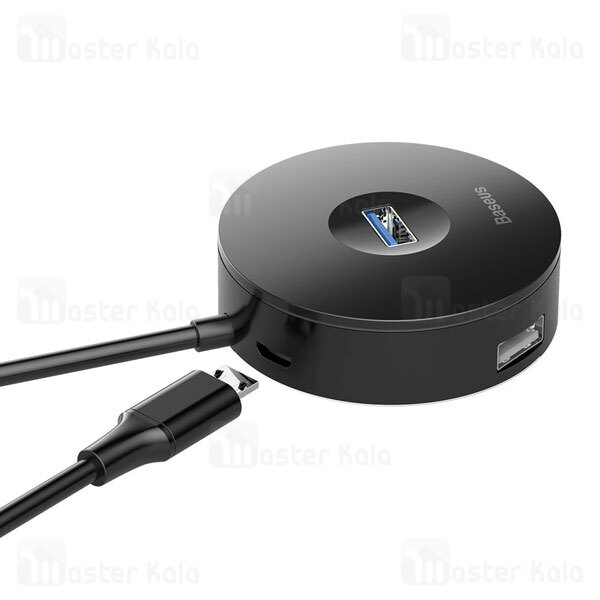 هاب 4 پورت دو کاره بیسوس Baseus Round Box Hub Adapter USB 3.0 CAHUB-GA01 طول 1 متر