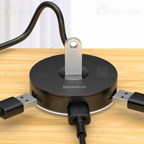 هاب 4 پورت دو کاره بیسوس Baseus Round Box Hub Adapter USB 3.0 CAHUB-GA01 طول 1 متر