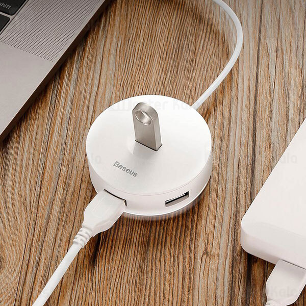 هاب 4 پورت دو کاره بیسوس Baseus Round Box Hub Adapter USB 3.0 CAHUB-GA01 طول 1 متر