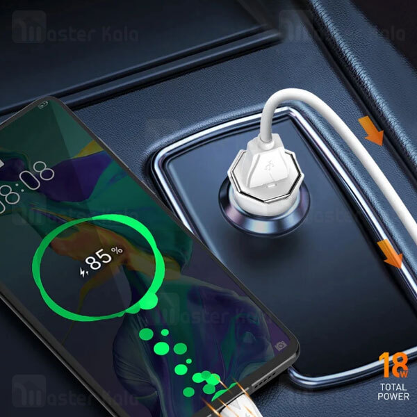 شارژر فندکی فست شارژ الدینیو LDNIO C313Q Fast Car Charger QC3.0 18W توان 18 وات همراه با کابل