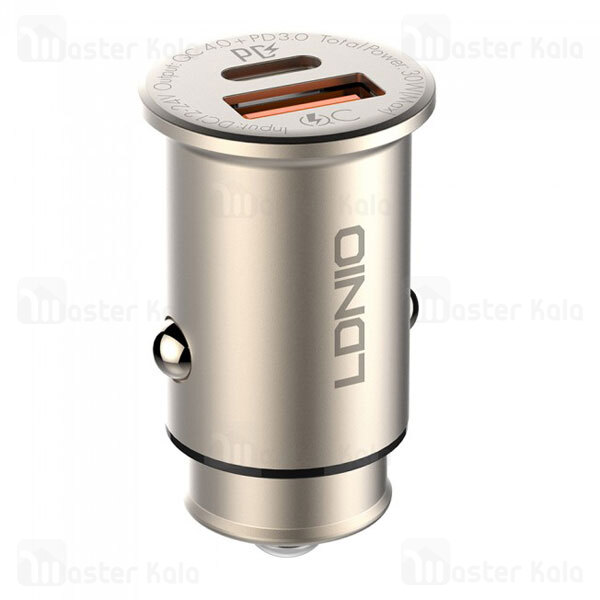 شارژر فندکی فست شارژ الدینیو LDNIO C506Q USB-C PD QC4 Fast Car Charger 30W توان 30 وات همراه با کابل