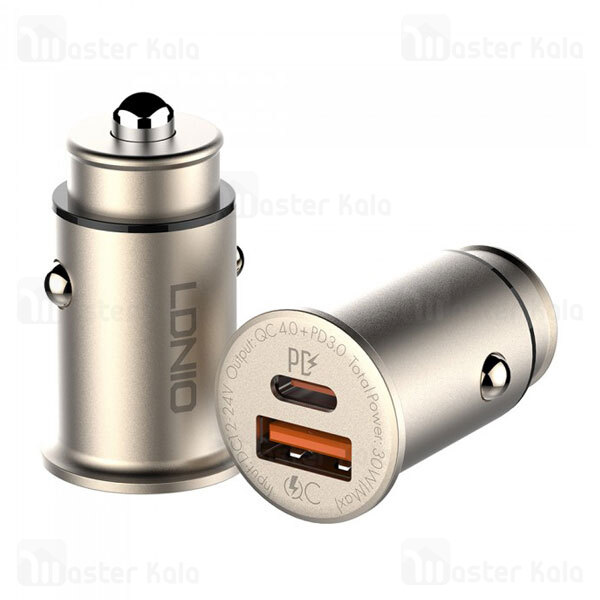 شارژر فندکی فست شارژ الدینیو LDNIO C506Q USB-C PD QC4 Fast Car Charger 30W توان 30 وات همراه با کابل