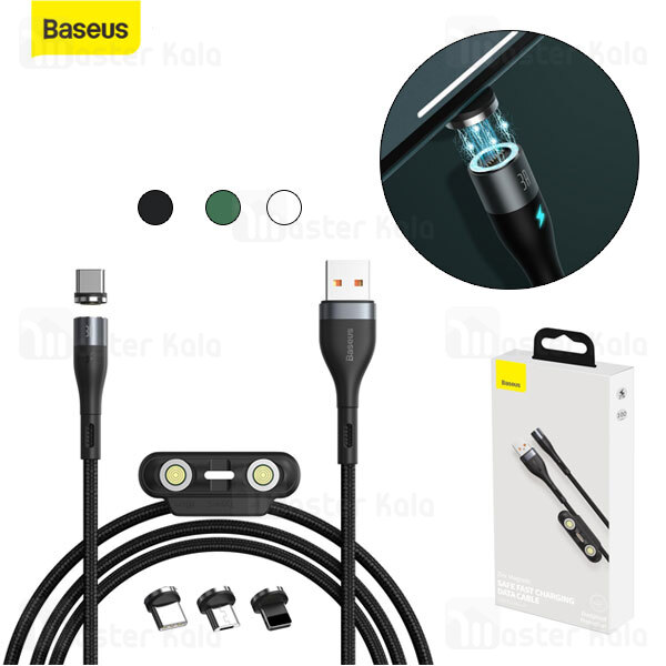 کابل مگنتی سه سر بیسوس Baseus Zinc Magnetic Fast Date Cable MLC CA1T3-AG1 طول 1 متر توان 3 آمپر