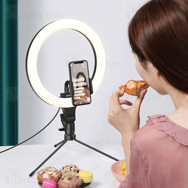 رینگ لایت بیسوس Baseus Live Stream Holder-table Stand Ring Light CRZB10-A01 با پایه 20 سانتی و هولدر