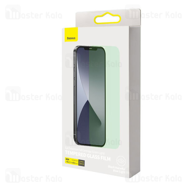  پک 2 تایی محافظ صفحه شیشه ای ضد اشعه Baseus SGAPIPH61P-LP02 Apple iPhone 12 / 12 Pro Green Glass