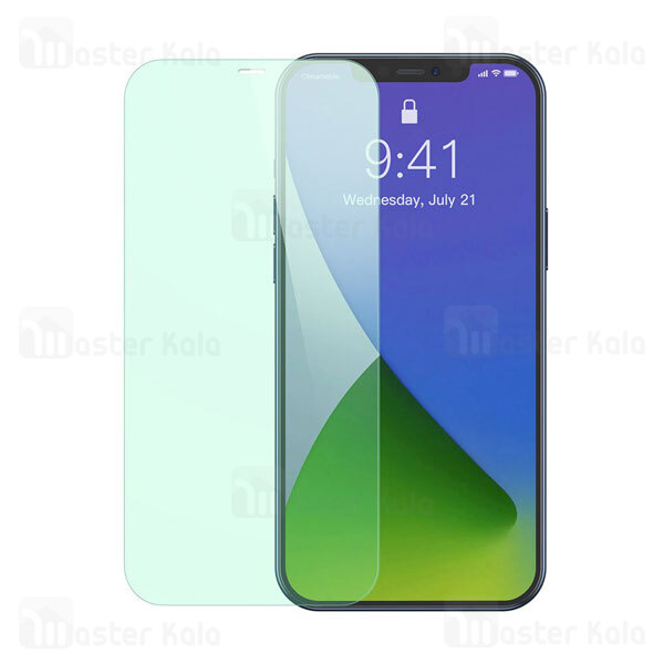  پک 2 تایی محافظ صفحه شیشه ای ضد اشعه Baseus SGAPIPH61P-LP02 Apple iPhone 12 / 12 Pro Green Glass