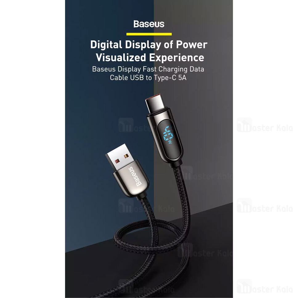 کابل شارژ تایپ سی Baseus Display Fast Charging Data Cable CATSK-01 1m 5A 40w