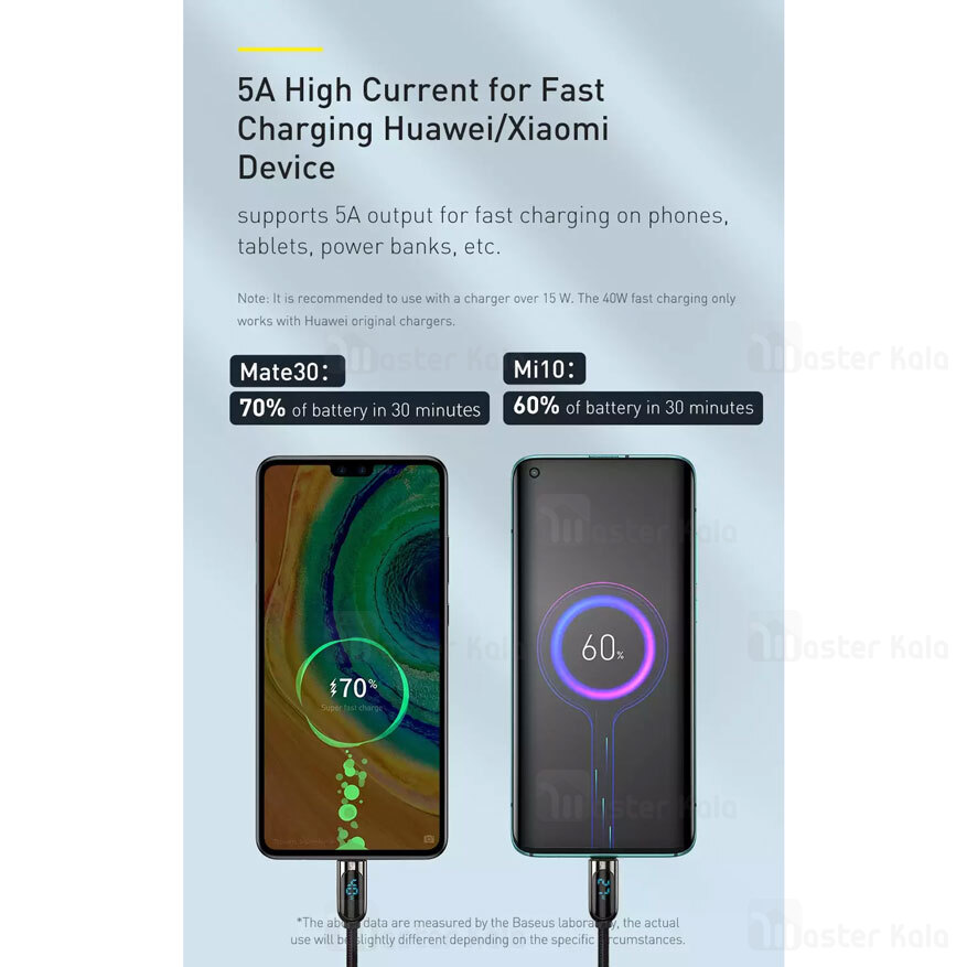 کابل شارژ تایپ سی Baseus Display Fast Charging Data Cable CATSK-01 1m 5A 40w