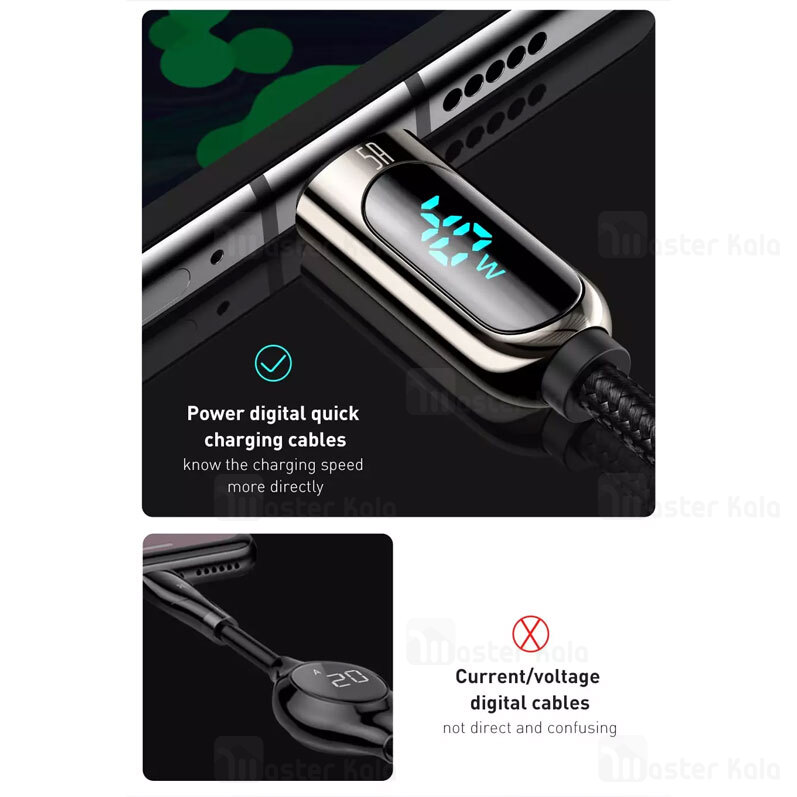 کابل شارژ تایپ سی Baseus Display Fast Charging Data Cable CATSK-01 1m 5A 40w