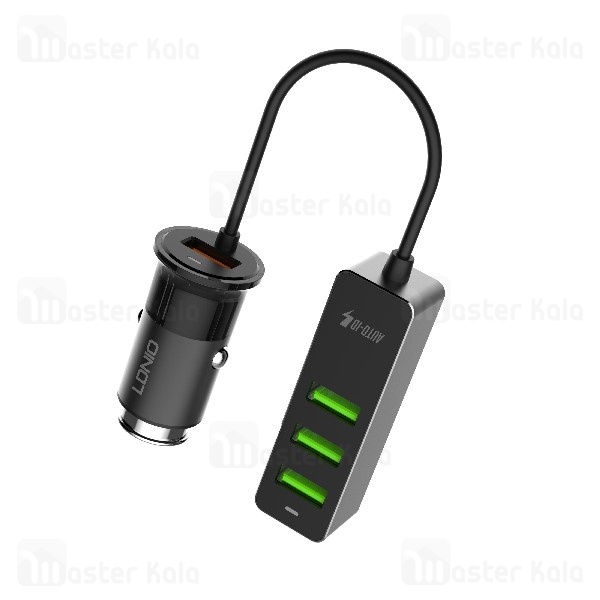 شارژر فندکی فست شارژ لدینیو LDNIO C61 QC3.0 Car Charger چهار پورت