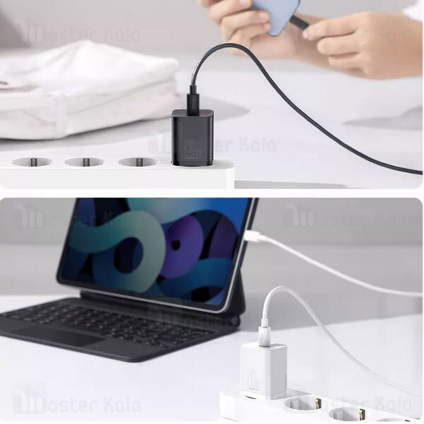 شارژر دیواری فست شارژ بیسوس Baseus Super Si Quick Charger 1C 20W TZCCSUP-B01 توان 20 وات همراه کابل