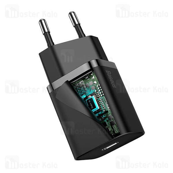 شارژر دیواری فست شارژ بیسوس Baseus Super Si Quick Charger 1C 20W TZCCSUP-B01 توان 20 وات همراه کابل