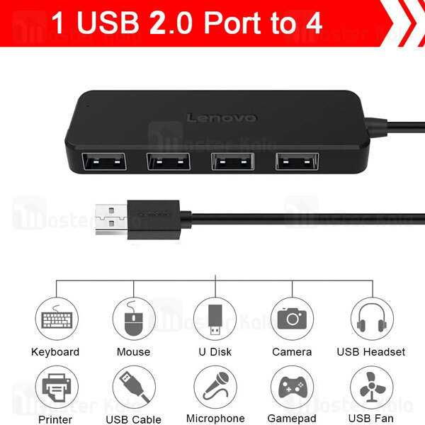 هاب 4 پورت لنوو Lenovo A601 4Ports USB2.0 Hub Splitter طول 0.5 متر