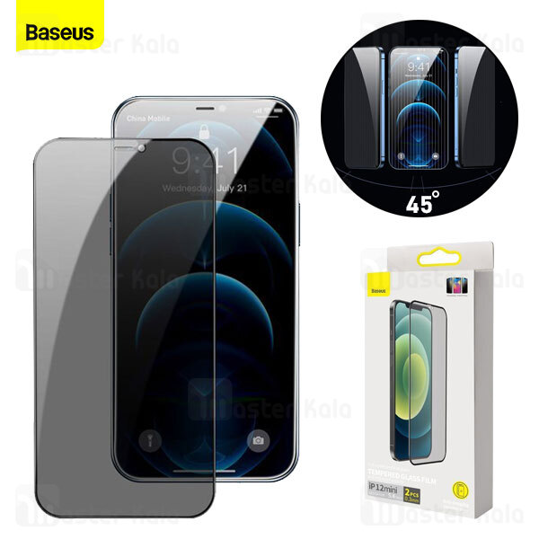 گلس Apple iPhone 12 Mini Baseus SGAPIPH54N-KR01 Full Screen Anti Spy Tempered Glass