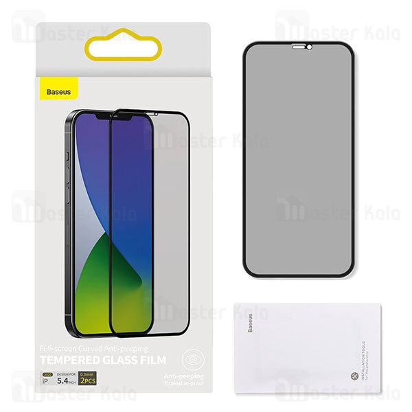 پک 2تایی گلس حریم شخصی تمام صفحه آیفون Apple iPhone 12 Pro Max Baseus SGAPIPH67N-TG01 Anti Peeping