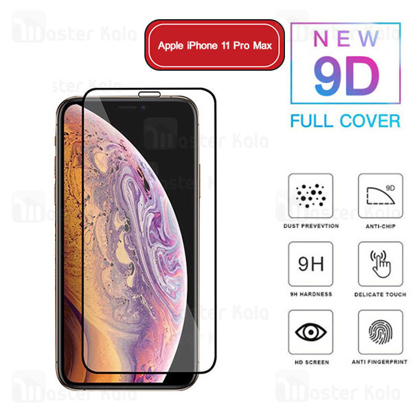 محافظ صفحه شیشه ای تمام صفحه تمام چسب آیفون Apple iPhone 11 Pro Max 9D Glass