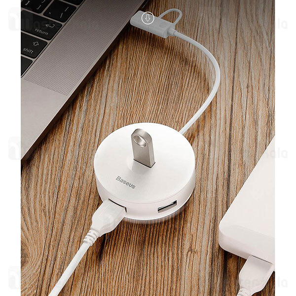 هاب Baseus CAHUB-GB01 Round Box Hub 4 Port Adapter USB 3.0 And Type-C