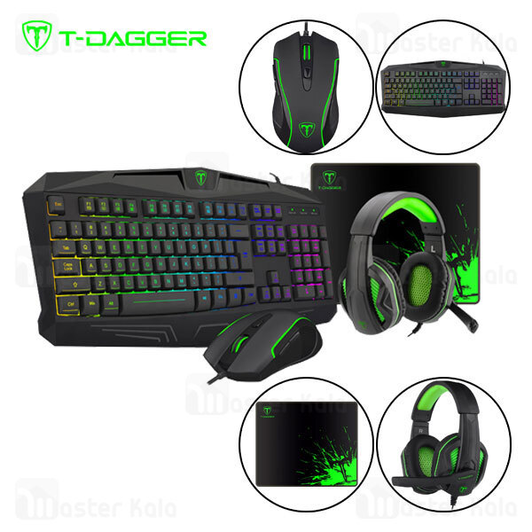 پک گیمینگ T-Dagger Legion T-TGS003 4 in 1 Gaming Combo موس ، کیبورد ، هدفون و پد