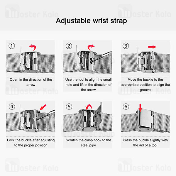 بند دستبند سلامتی شیائومی Xiaomi Mi Band 5 / 6 Milanese Magnet Wrist Strap Buckle