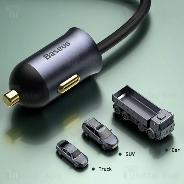 شارژر فندکی بیسوس Baseus Share Together CCBX-120U3 CCBT-B0G Car Charger دارای 4 پورت و توان 120 وات