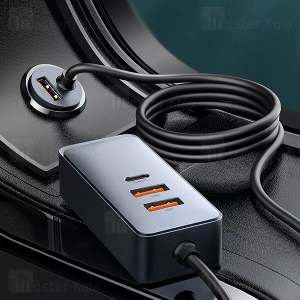 شارژر فندکی بیسوس Baseus Share Together CCBX-120U3 CCBT-B0G Car Charger دارای 4 پورت و توان 120 وات