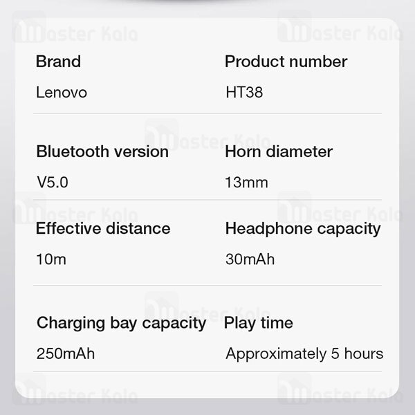 ﻿هندزفری بلوتوث Lenovo HT38 True Wireless Stereo Bluetooth HiFi Earbuds