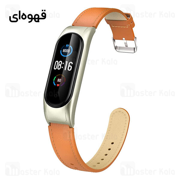 بند چرمی دستبند سلامتی شیائومی Xiaomi Mi Band 5 / 6 Leather Strap