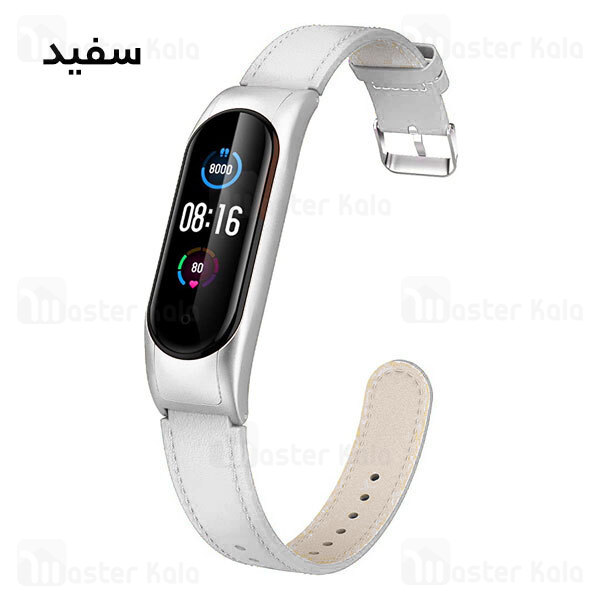 بند چرمی دستبند سلامتی شیائومی Xiaomi Mi Band 5 / 6 Leather Strap