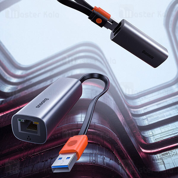 کابل تبدیل USB و Type C به LAN بیسوس Baseus Steel Cannon USB A And Type C Bidirectional Gigabit LAN Adapter CAHUB-AF0G