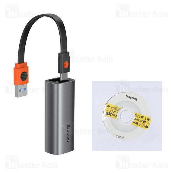 کابل تبدیل USB و Type C به LAN بیسوس Baseus Steel Cannon USB A And Type C Bidirectional Gigabit LAN Adapter CAHUB-AF0G