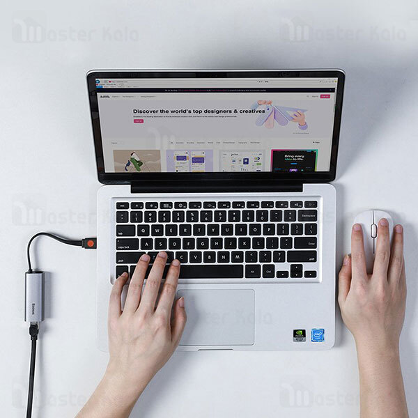 کابل تبدیل USB و Type C به LAN بیسوس Baseus Steel Cannon USB A And Type C Bidirectional Gigabit LAN Adapter CAHUB-AF0G