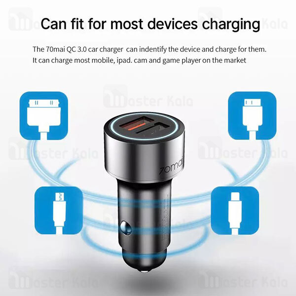 شارژر فندکی شیائومی Xiaomi 70mai Midrive CC02 QC3.0 Dual USB Car Charger