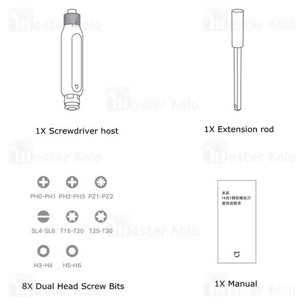 پیچ گوشتی شیائومی Xiaomi Mijia Mi 16-in-1 Ratchet Screwdriver MJJLLSD002QW دارای 16 سری