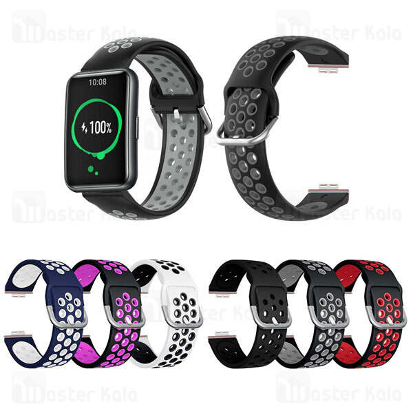 بند سیلیکونی ساعت هوشمند Double Color Sports Silicone Strap for Huawei Watch Fit