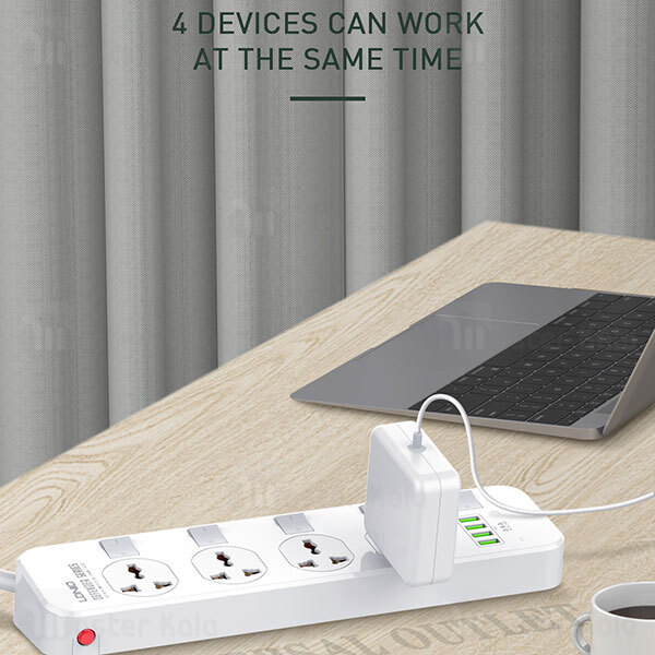 چند راهی برق LDNIO SC4408 Defender Series 4 USB Port Power Strip
