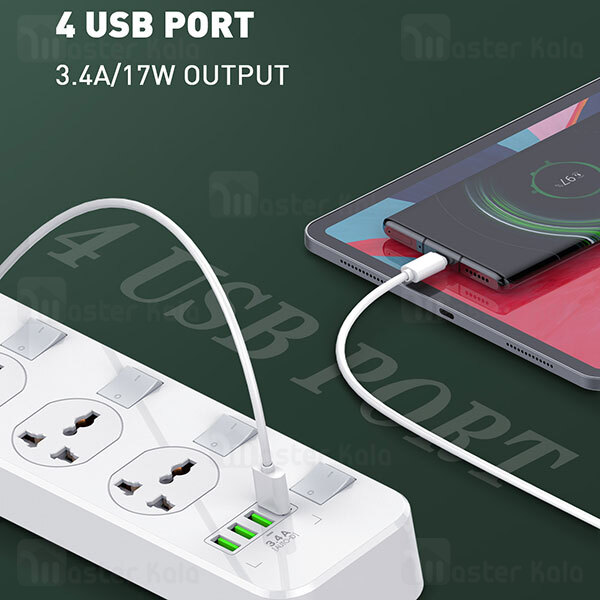چند راهی برق LDNIO SC4408 Defender Series 4 USB Port Power Strip