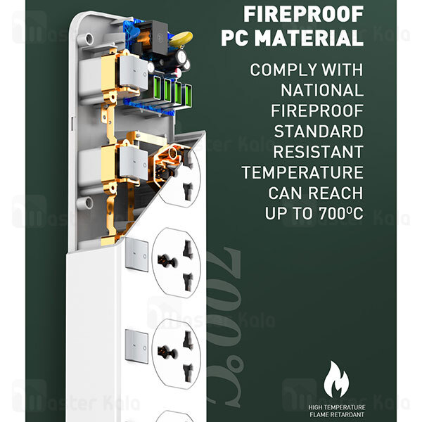 چند راهی برق LDNIO SC4408 Defender Series 4 USB Port Power Strip