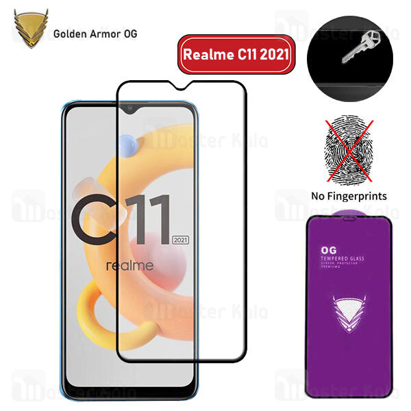 گلس تمام صفحه Realme C11 2021 OG Gold Armor 2.5D Full Screen Protector