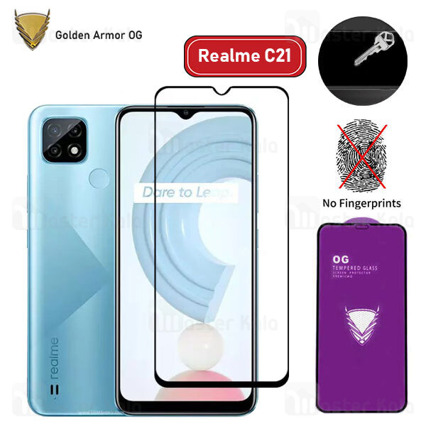 گلس تمام صفحه Realme C21 OG Gold Armor 2.5D Full Screen Protector