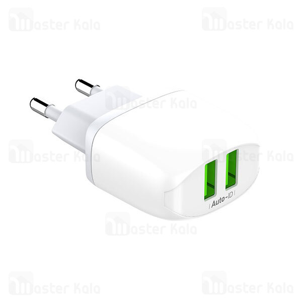 شارژر دیواری الدینیو LDNIO A2219 QC2.0 Dual USB Fast Wall Charger 12W توان 12 وات همراه کابل