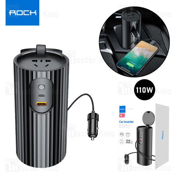 شارژر فندکی فست شارژ راک Rock RCC0158 PD Car Inverter توان 110 وات دارای پریز