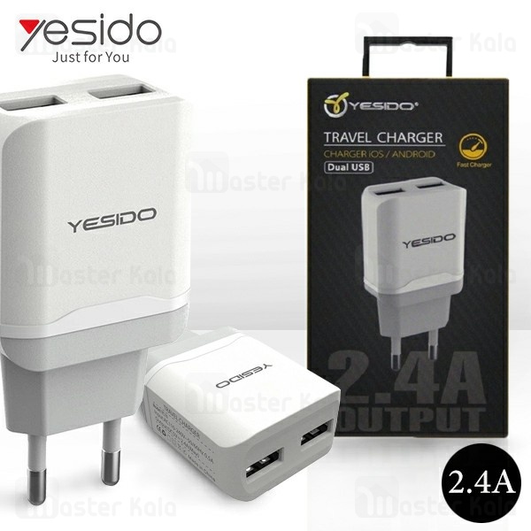 شارژر دیواری دو پورت یسیدو Yesido YC10 Travel Charger با توان 2.4 آمپر